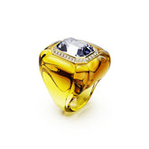 Dulcis cocktail ring, Cushion cut, Pavé, Yellow